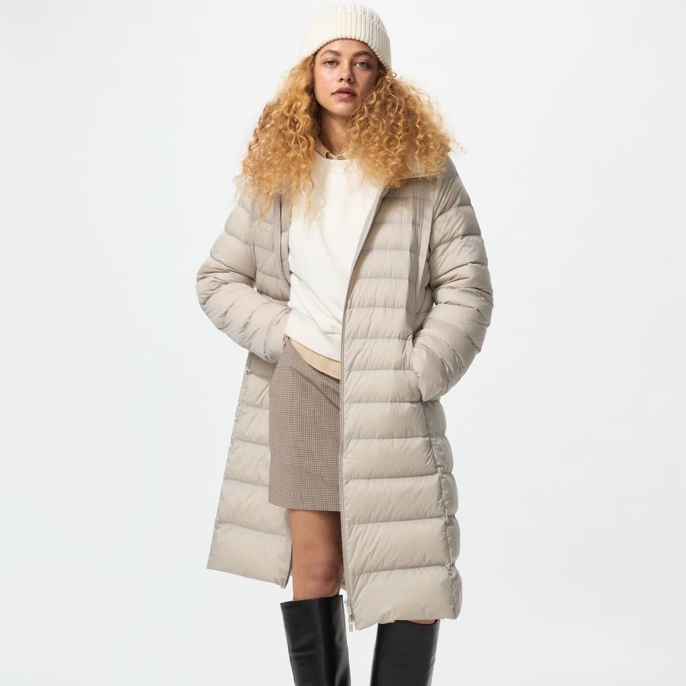 UNIQLO Like New Beige-Olive Ultra Light Down Long Coat